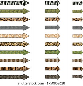 arrows with the pattern of animal skin.
from large to small, three sizes