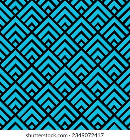 Arrows Pattern Black and Pure Cyan Blue