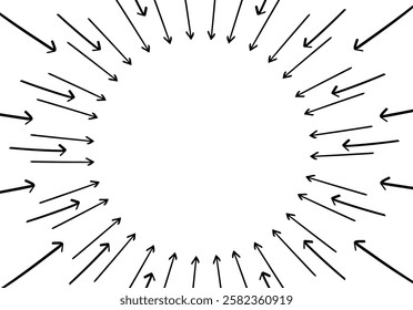 Arrows pattern in a circle pointing to the center. Mandala pattern sticker