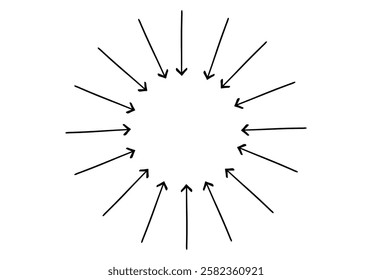 Arrows pattern in a circle pointing to the center. Mandala pattern sticker