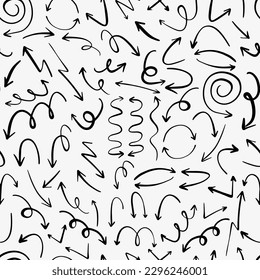 Arrows pattern. Different arrows design. Symbols that show directions. Vector background