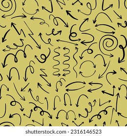 Arrows pattern. Different arrows design. Symbols that show directions. Vector background