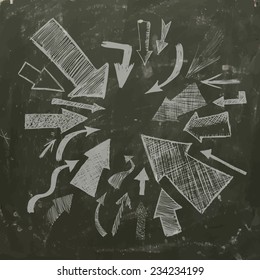 Arrows pencil abstract background on the blackboard. Vector 