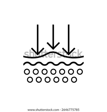 Arrows penetrate skin layers icon isolated on white background