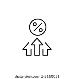 Arrows up and percent. Interest rate, financial asset portfolio growth. Profitable investment. Pixel perfect, editable stroke vector icon