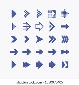 Arrows pictogram icons set. Navigation elements for interface. Play and upload buttons.