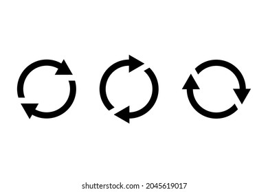 Arrows pictogram refresh round the set sign dial. Reload icon. Simple black icon on a white background