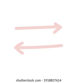 Arrows in pink to show the direction  For Create Your Own Art. Hand drawn  doodle object. Abstract contemporary modern trendy vector. Design for card, print , logos, branding, mood boards, poster