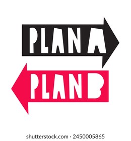 Flechas. Plan A o Plan B. Diseño plano Dibujado a mano Ilustración vectorial sobre fondo blanco.