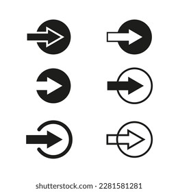 Arrows point circles in abstract style. Vector illustration.