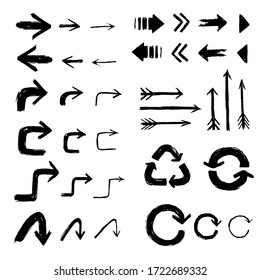 Arrows pointer collection set vector elements black