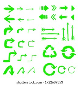 Arrows pointer collection set vector elements green