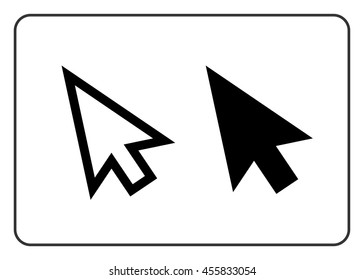 Arrows pointer signs set. Cursor mouse web icon. Click point button. Black element, isolated on white background. Symbol of computer, technology and website, internet, connection. Vector illustration