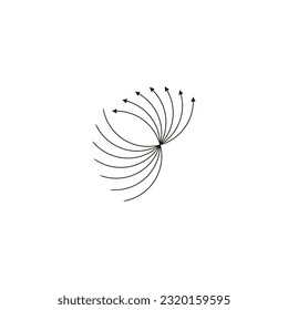 Flechas, punteros, símbolo geométrico de curva simple vector de logotipo