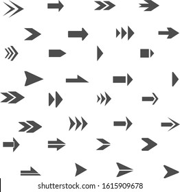 Arrows pointers, direction of movement. Signs of emergency exits, a large set. Vector illustration of pointers. Vector.