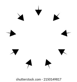 Arrows, pointers inward. Collect, intermix, gather, center and convergence icon, symbol