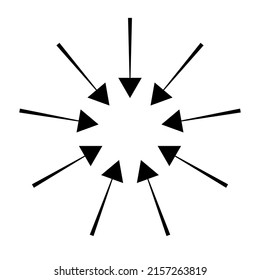 Arrows, pointers inward. Collect, intermix, gather, center and convergence icon, symbol