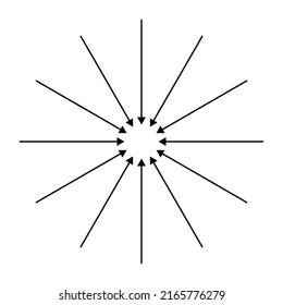 Arrows, pointers inward. Collect, intermix, gather, center and convergence icon, symbol