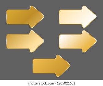 Arrows pointers isolated gold