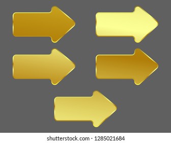 Arrows pointers isolated gold