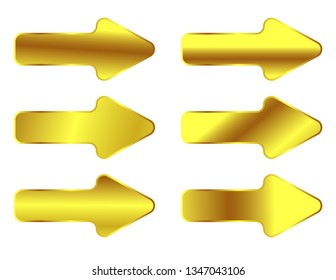 Arrows pointers isolated gold