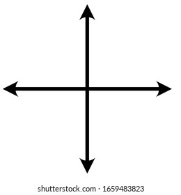 Arrows pointing in the cardinal directions. Plus sign to help people find their way. 