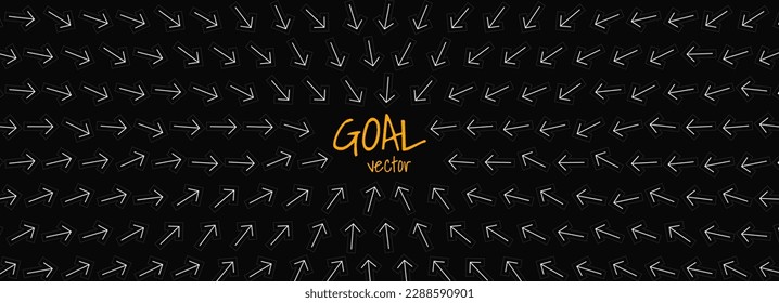 Arrows Pointing to the Center. Dynamic Arrow Symbols Doodle. Focus on Your Goal Target Sketch. Business Focus Concept. Radial Lines Design Element. Alternating Grid Pattern. Vector Illustration.