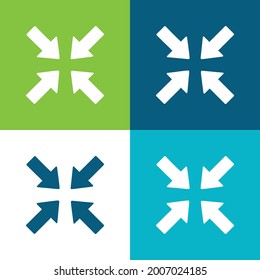 Arrows Pointing To Center Flat four color minimal icon set