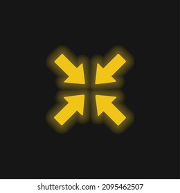 Flechas apuntando al icono del neón amarillo centelleante