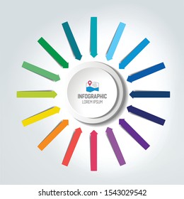 Arrows pointing to the centre. Infographics set elements. 