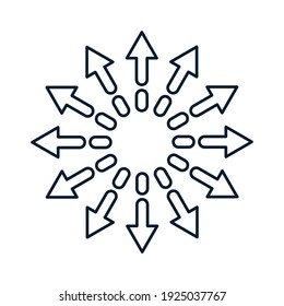 Arrows pointing in a circular direction. The concept of self-propagation, desemination. Vector icon isolated on white background. 
