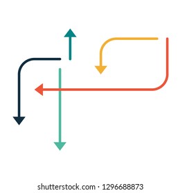 Arrows pointing in different dirrections. Infographics set elements or abstract background. Vector illustration isolated on white background