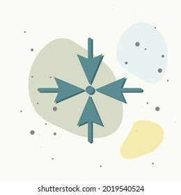 Arrows pointing the direction to one point on four sides on multicolored background.