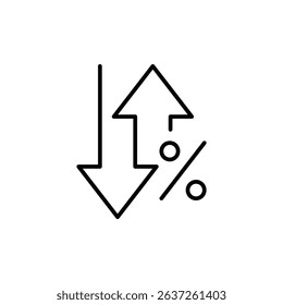 Arrows Pointing Up and Down with Percent Symbol Depicting Market Swing or Dual Trend