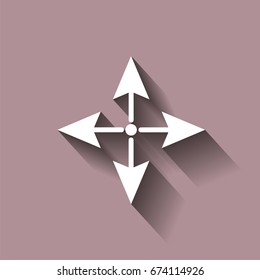 Arrows pointing forward, backward, right and left. Vector icon with shadow design