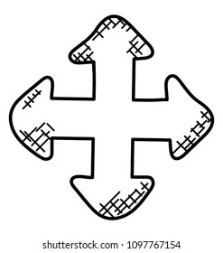 
Arrows pointing four ways, expanding symbol 
