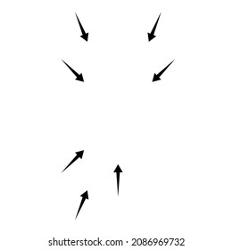 Arrows pointing inward. Radial, radiating arrows, pointers
