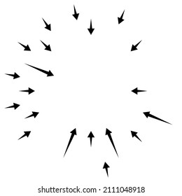 Flechas apuntando hacia adentro. Flechas radiales, punteros