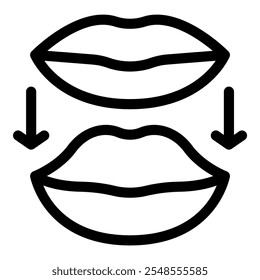 Arrows pointing to lips showing lip augmentation and reduction of perioral wrinkles