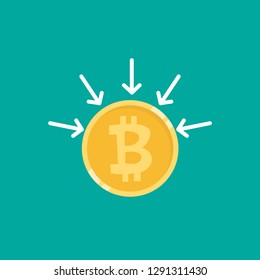 Arrows pointing at money icon