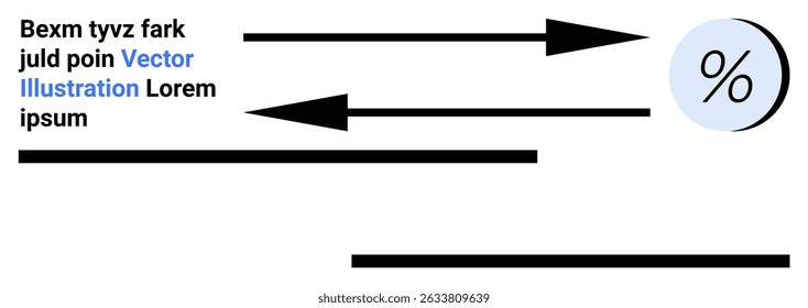 Arrows pointing at a percentage symbol with placeholder text. Ideal for infographics, data presentation, financial reports, business analysis, educational materials, marketing visuals, website
