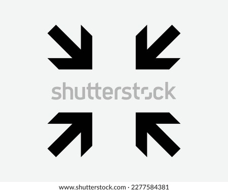 Arrows Pointing Point Inwards Zoom In Center Four Corners Black White Silhouette Sign Symbol Icon Vector Graphic Clipart Illustration Artwork Pictogram