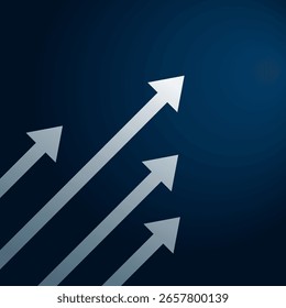 Arrows pointing up represent financial progress and investment gains. Vector illustration on blue background