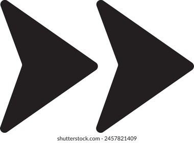  Arrows pointing to the right icon set. Vector set of trendy black arrows in flat style. 