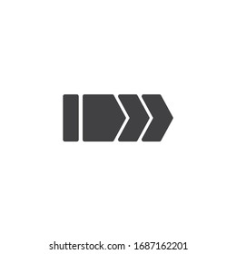 Arrows pointing right vector icon. Forward filled flat sign for mobile concept and web design. Transfer arrow, right side glyph icon. Symbol, logo illustration. Vector graphics