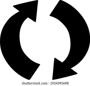 Arrows in position of circular rotation. 