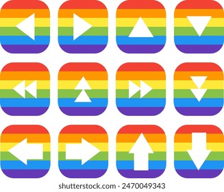 Arrows with rainbow background button vector image or clipart