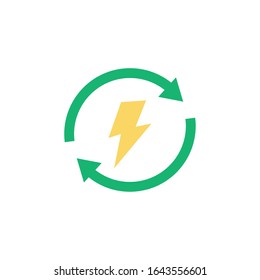 arrows recycle and ray power symbols flat style vector illustration design