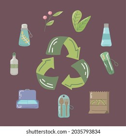 arrows of recycle and reusable icons
