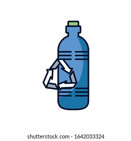arrows recycle symbol with bottle plastic vector illustration design